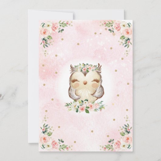 Chic Uil Blush Roze Goud Bloemen Meisje Verjaardag Kaart (Achterkant)