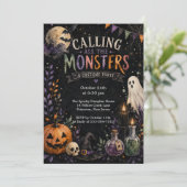 Chic uitnodiging voor het monsterfeest (Staand voorkant)