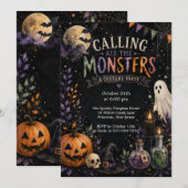Chic uitnodiging voor het monsterfeest (Voorkant / Achterkant)