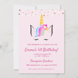 Chic Unicorn Confetti 1e verjaardag Kaart