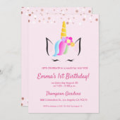 Chic Unicorn Confetti 1e verjaardag Kaart (Voorkant / Achterkant)