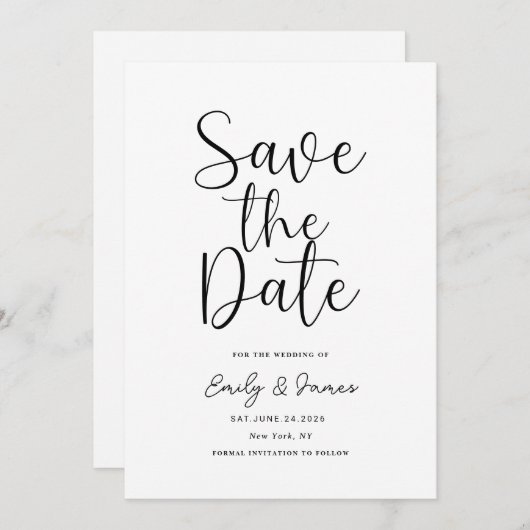 chic uniek Modern Elegant minimalistisch Save The Date (Voorkant / Achterkant)