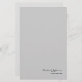 Chic Uniek Schrift Calligrafie Naam Grijs  Briefpapier (Voorkant / Achterkant)