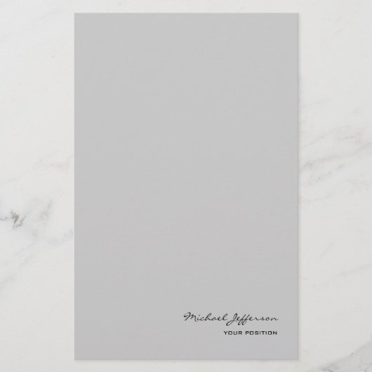 Chic Uniek Schrift Calligrafie Naam Grijs  Briefpapier (Voorkant)