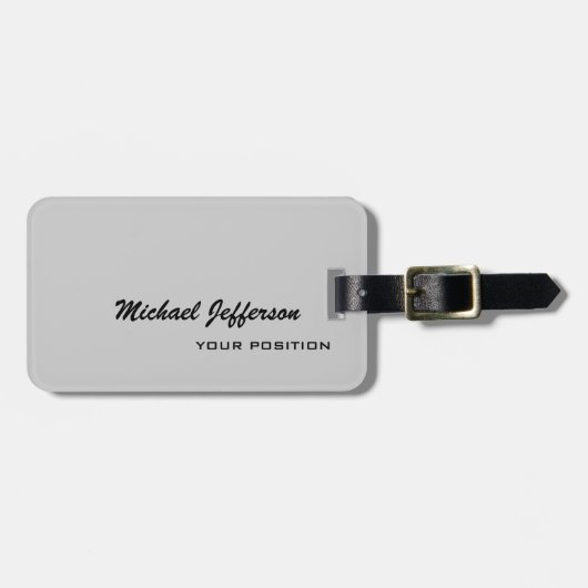 Chic Uniek script grijs Bagagelabel (Voorkant horizontaal)