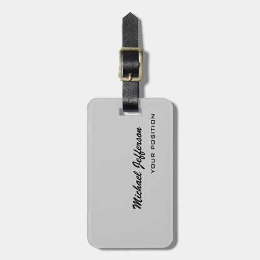 Chic Uniek script grijs Bagagelabel (Voorkant verticaal)