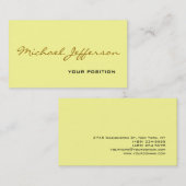 Chic Uniek Script Yellow Visitekaartje (Voorkant / Achterkant)