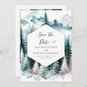 Chic unieke berg bruiloft save the date (Voorkant / Achterkant)