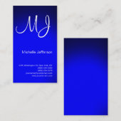 Chic Unieke Monogram Blauw en Wit Visitekaartje (Voorkant / Achterkant)