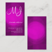 Chic Unique Monogram Roze Paars Visitekaartje (Voorkant / Achterkant)
