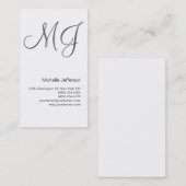 Chic Unique Monogram White Grey Visitekaartje (Voorkant / Achterkant)
