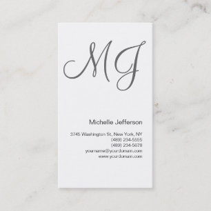 Chic Unique Monogram White Grey Visitekaartje