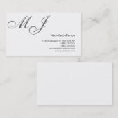 Chic Unique Monogram White Grey Visitekaartje (Voorkant / Achterkant)