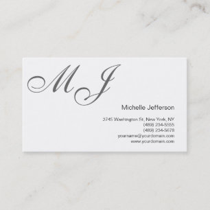 Chic Unique Monogram White Grey Visitekaartje