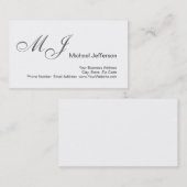 Chic Unique Monogram White Grey Visitekaartje (Voorkant / Achterkant)