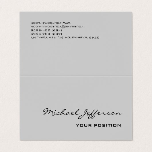 Chic Unique Script Grey Visitekaartje (Buitenkant ongevouwen)