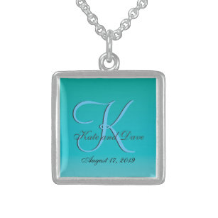 Chic Unique Turquoise Monogram Sterling Zilver Ketting