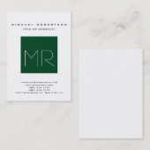 Chic Up Forest Green Monogram White Visitekaartje (Voorkant / Achterkant)