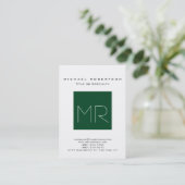 Chic Up Forest Green Monogram White Visitekaartje (Staand voorkant)