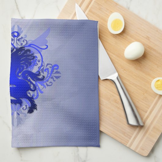 Chic Urban Fantasy Blue Unicorn Kitchen Towels Theedoek (Quarter Fold)