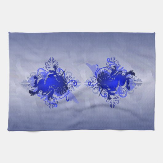 Chic Urban Fantasy Blue Unicorn Kitchen Towels Theedoek (Horizontaal)