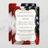 Chic USA Flag Gold Engagement Party nodigt uit Kaart (Voorkant / Achterkant)
