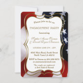 Chic USA Flag Gold Engagement Party nodigt uit Kaart (Voorkant)