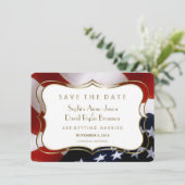 Chic USA vlag Gold Wedding Save the Date (Staand voorkant)