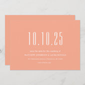 Chic uw trouwdatum Peach Sla de datum op Kaart (Voorkant / Achterkant)