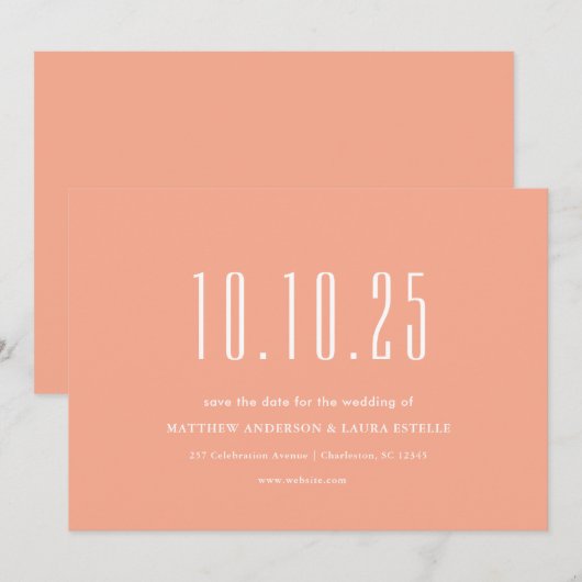 Chic uw trouwdatum Peach Sla de datum op Kaart (Voorkant / Achterkant)