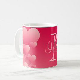Chic Valentijn roze harten Rode naam Monogram Mok