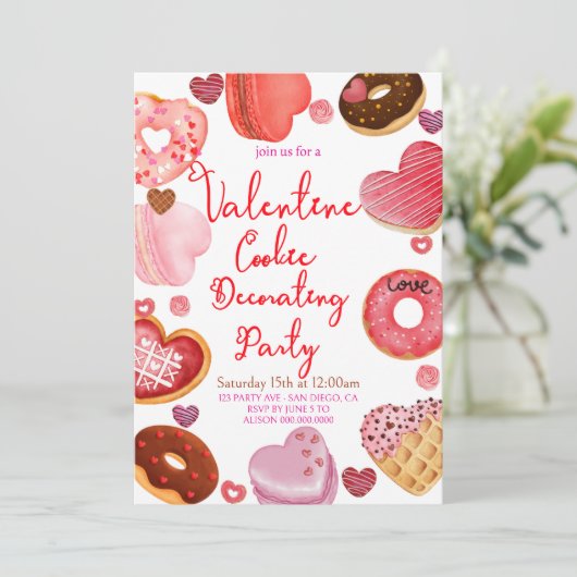 Chic Valentijnse Cookie Decorating Party Kaart (Staand voorkant)