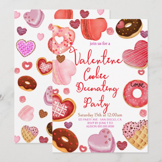 Chic Valentijnse Cookie Decorating Party Kaart (Voorkant / Achterkant)
