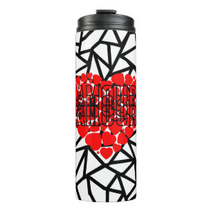 Chic Valentijns's rode hart "Amour" typografie Thermosbeker