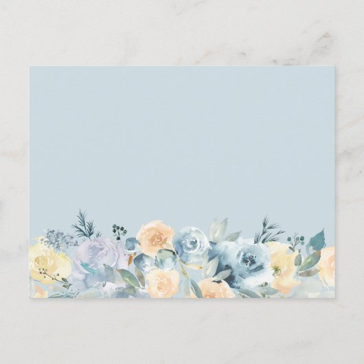 Chic Vanilla Blue Floral Accommodaties Kaart (Achterkant)