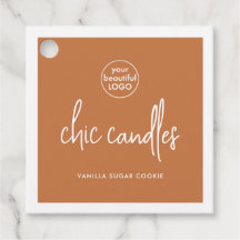 Chic Vanilla Brown Candle Hang Label met Logo