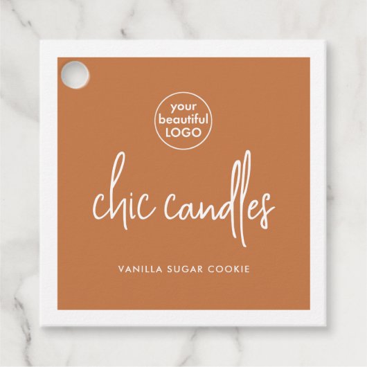 Chic Vanilla Brown Candle Hang Label met Logo (Voorkant)