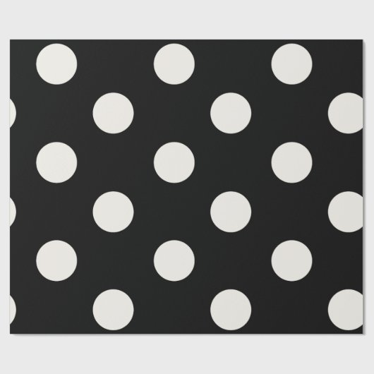 Chic Vanilla Polka Dots Patroon op Black Wedding Cadeaupapier (Vlak)