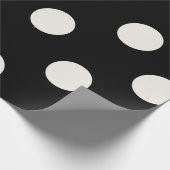 Chic Vanilla Polka Dots Patroon op Black Wedding Cadeaupapier (Hoek)