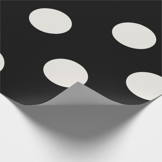 Chic Vanilla Polka Dots Patroon op Black Wedding Cadeaupapier (Hoek)