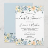 Chic Vanille Blauw Bloemen Trouwkoppels Douche Kaart (Voorkant / Achterkant)