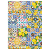 Chic Vase Mediterraan sinaasappel tegels monogram Klembord (Achterkant)