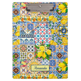 Chic Vase Mediterraan sinaasappel tegels monogram Klembord