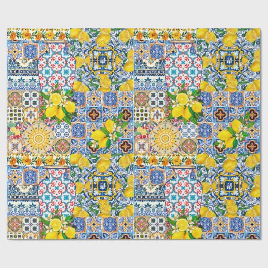 Chic Vase Mediterrane oranje tegels Cadeaupapier (Vlak)