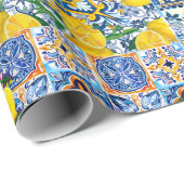 Chic Vase Mediterrane oranje tegels Cadeaupapier (Rol Hoek)