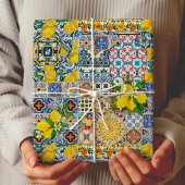 Chic Vase Mediterrane oranje tegels Cadeaupapier