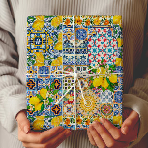 Chic Vase Mediterrane oranje tegels Cadeaupapier