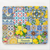 Chic Vase Mediterrane oranje tegels Muismat (Voorkant)