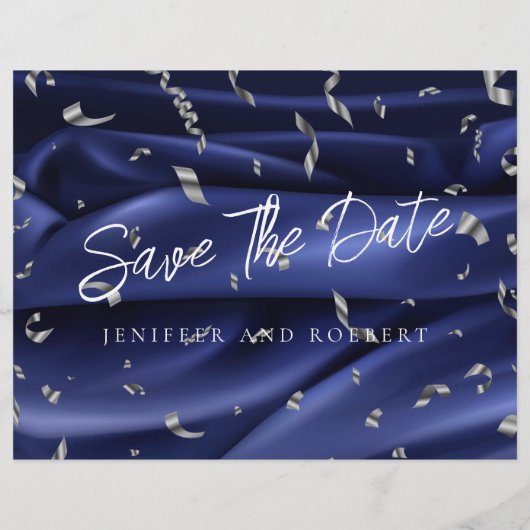 Chic Velvet Blue Photo Collage Save the Date Kaart (Achterkant)