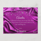 Chic Velvet Paarse Zijde word mijn Bridesmaid Briefkaart (Achterkant)